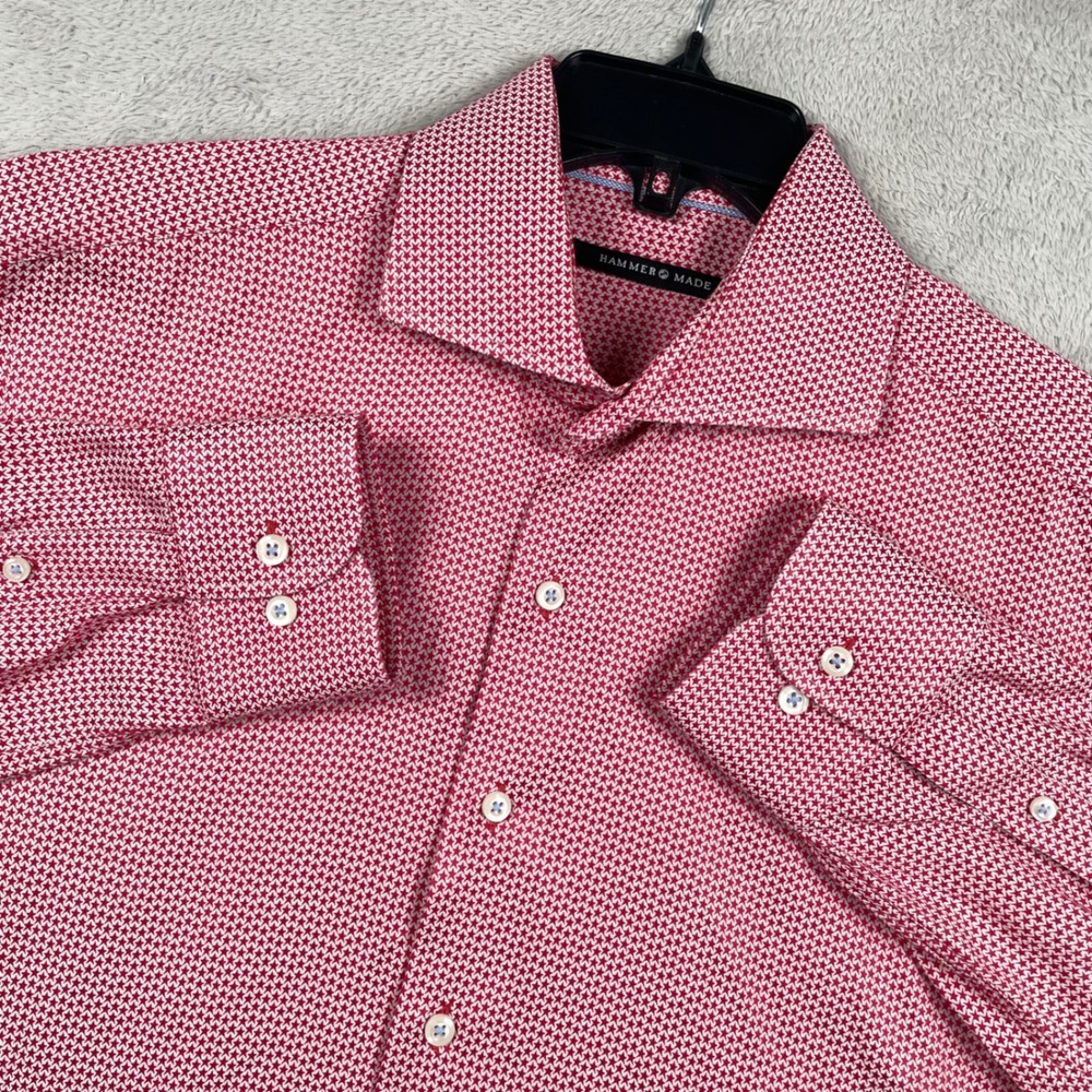 Hammer Made Shirt Mens Size 41/16 Red Star Geometric Pattern Western